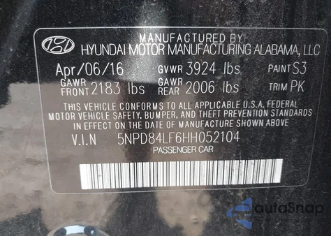 2017 Hyundai Elantra Se z USA, uszkodzony, nr VIN 5NPD84LF6HH052104